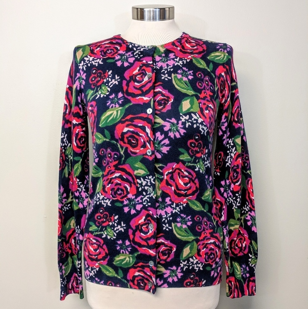 Land's End Supima Cotton Floral Cardigan